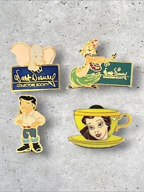 Disney Collectors Society Lapel Pins Princess Teacup Prince Eric Lot of 4